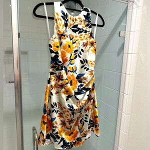 Sage & Paige orange and blue satin dress